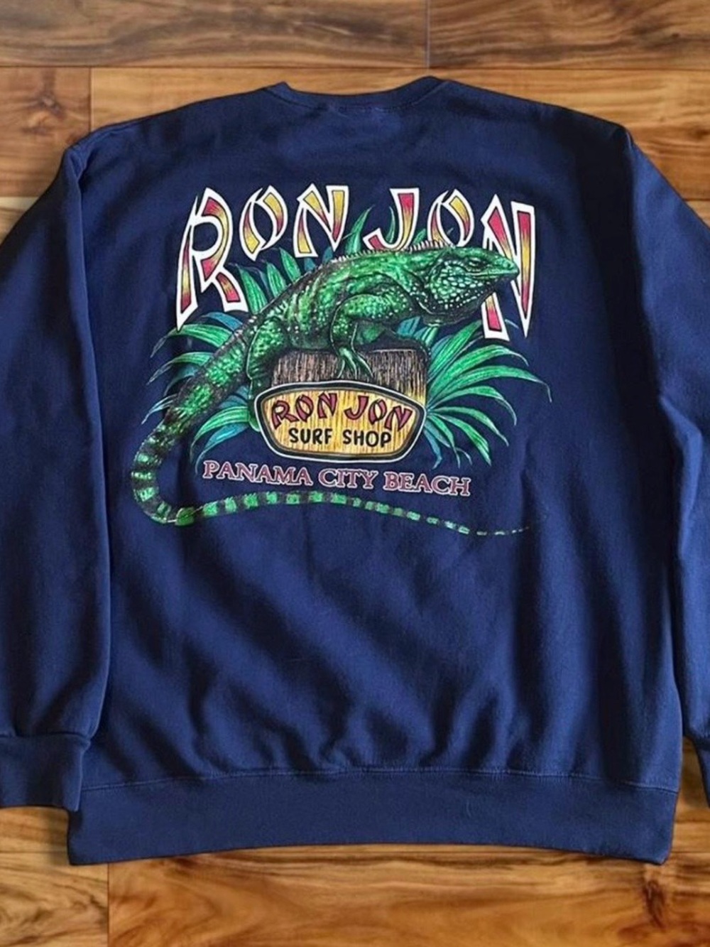 Ron Jon Surf Shop Panama City Beach Crewneck Sweatshirt with iguana graphic